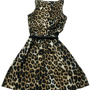 Sz S Express Sleeveless Leopard Print Tank Dress w/Elastic Waist & Belt, Ruffle